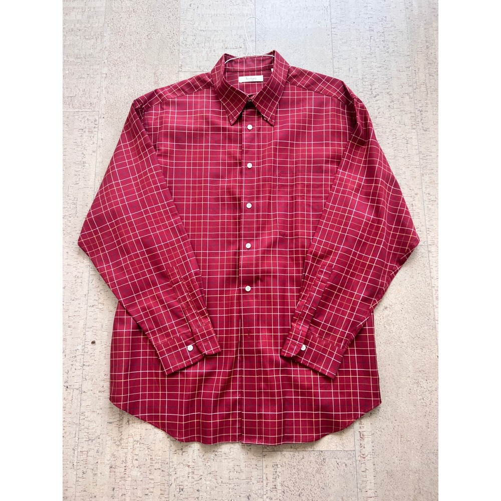 Turnbury Button Down Shirt Mens XL Red Plaid Good 100% Cotton Long Sleeve Grid